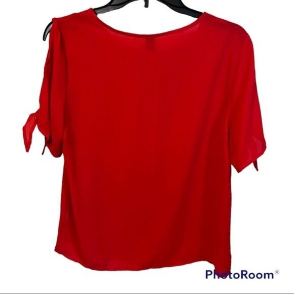 SHEIN Red Knot Cuff Split Sleeve Solid Top Size Medium - Picture 3 of 6